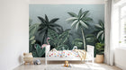 Design SL0830 — Papier peint Jungle dense flamants singe vert sombre — Novomur