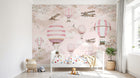 Design ZX0556 — Papier peint Montgolfieres avions roses ciel poudre — Novomur