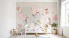 Design ZX0593 — Papier peint Elephants lapin charrette confettis enfant — Novomur