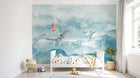 Design ZX0790 — Papier peint Baleines ocean phare aquarelle enfant — Novomur