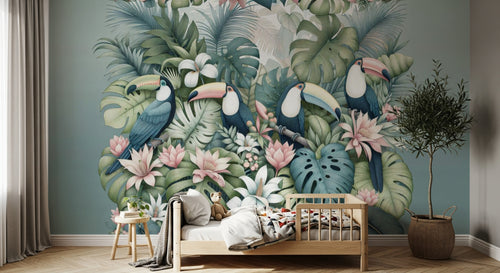 Design A0010 — Papier peint Palmier Tropical Vintage Sépia — Novomur