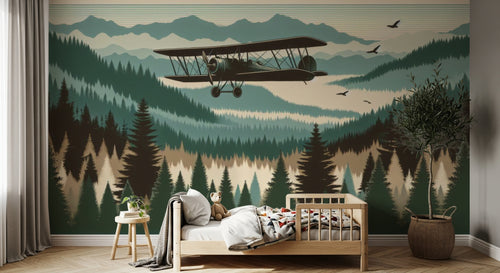 Design A0383 — Papier peint Avions et Véhicules Enfant — Novomur