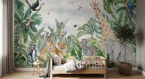 Design B004 — Papier peint Safari jungle luxuriante feuillage dense — Novomur