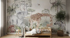 Design B007 — Papier peint Savane africaine acacias et animaux — Novomur