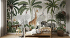 Design B012 — Papier peint Safari panoramique jungle dense multi-animaux — Novomur