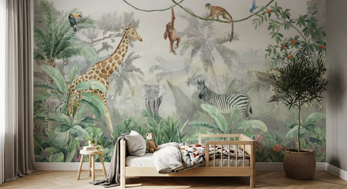 Design B021 — Papier peint Safari Jungle Animaux - Collection 2 — Novomur