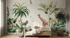 Design B022 — Papier peint Safari aquarelle palmiers fleurs tropicales — Novomur