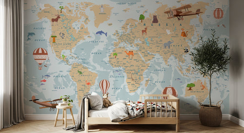 Design C0815 — Papier peint Carte du Monde Enfant — Novomur