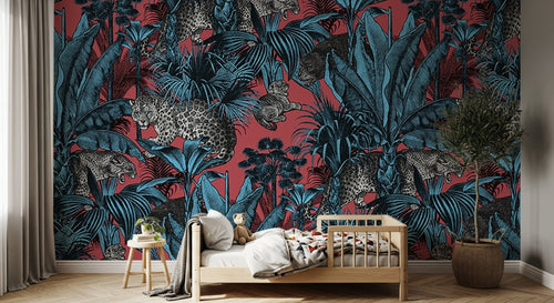 Design D0143 — Papier peint Jungle Enfant Tigre & Singes — Novomur