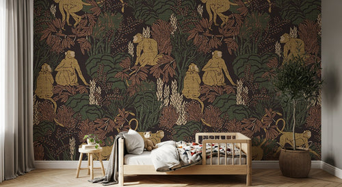 Design D0145 — Papier peint Jungle Enfant Tigre & Singes — Novomur