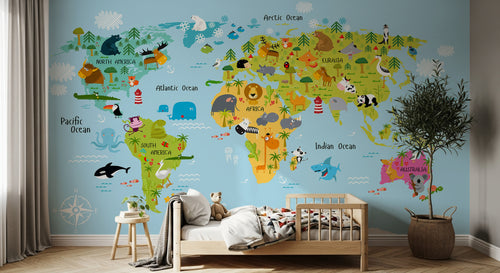 Design D0499 — Papier peint Carte du Monde Enfant — Novomur