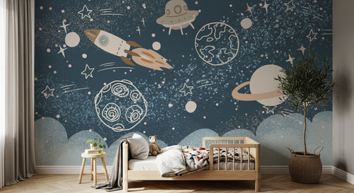 Design D0851 — Papier peint Espace Planètes Enfant — Novomur