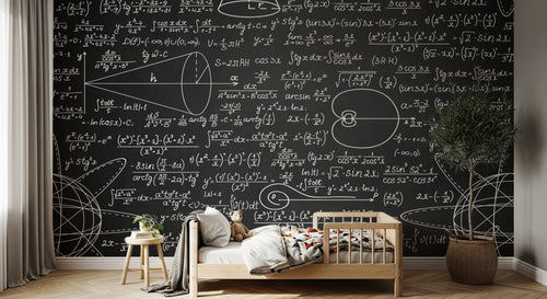 Design L0385 — Papier peint Tableau Noir Mathématiques — Novomur