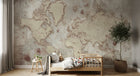 Design L0656 — Papier peint Carte vintage parchemin rose des vents — Novomur