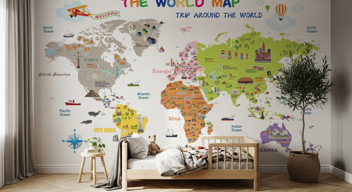 Design SD0287 — Papier peint Carte du Monde Enfant — Novomur