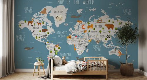 Design SD0326 — Papier peint Carte du Monde Enfant — Novomur