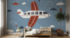 Design SL0046 — Papier peint Avion enfant animaux montgolfieres ciel — Novomur