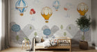Design SL0258 — Papier peint Montgolfieres ciel montagnes neige enfant — Novomur