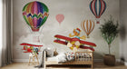Design SL0326 — Papier peint Montgolfieres avions enfants animaux ciel — Novomur