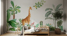 Design SL0402 — Papier peint Girafe jungle aquarelle palmiers cactus — Novomur