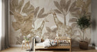 Design SL0524 — Papier peint Girafes palmes sepia beige vintage — Novomur