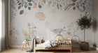 Design SL0679 — Papier peint Lapins velo fleurs aquarelle enfant — Novomur
