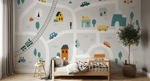 Design SL0771 — Papier peint Avions et Véhicules Enfant — Novomur