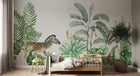 Design SL0777 — Papier peint Zebre jungle palmes succulentes aquarelle — Novomur