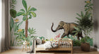Design SL0779 — Papier peint Elephant jungle palmiers oiseaux paradis — Novomur