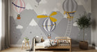 Design SL0788 — Papier peint Montgolfieres animaux montagnes scandinave — Novomur