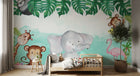 Design SL0816 — Papier peint Animaux jungle paresseux flamant aquarelle enfant — Novomur