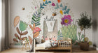 Design ZX0662 — Papier peint Lapin couronne fleurs hello enfant — Novomur