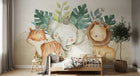 Design ZX0699 — Papier peint Tigre elephant lion aquarelle enfant — Novomur