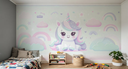 Design A0009 — Papier peint Licorne Enfant — Novomur