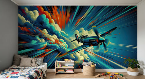 Design A0091 — Papier peint Avions et Véhicules Enfant — Novomur