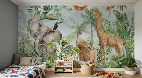 Design A0181 — Papier peint Safari Jungle Animaux - Collection 1 — Novomur