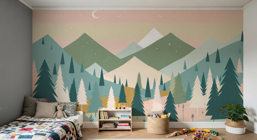 Design A0310 — Papier peint Montagne Scandinave Enfant — Novomur