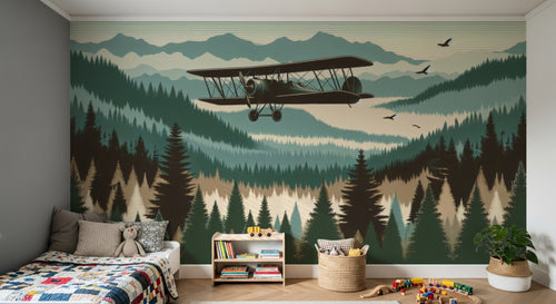 Design A0383 — Papier peint Avions et Véhicules Enfant — Novomur