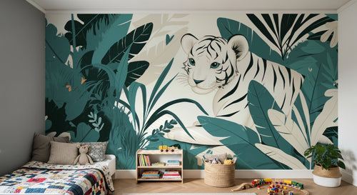 Design A0508 — Papier peint Jungle Enfant Tigre & Singes — Novomur