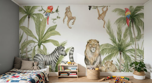 Design B002 — Papier peint Safari aquarelle savane & jungle — Novomur
