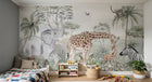 Design B007 — Papier peint Savane africaine acacias et animaux — Novomur