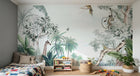 Design B014 — Papier peint Paysage tropical vintage style gravure — Novomur