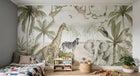Design B020 — Papier peint Safari aquarelle palmiers lianes pastel — Novomur