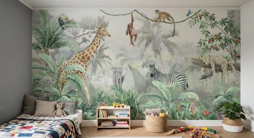Design B021 — Papier peint Safari Jungle Animaux - Collection 2 — Novomur
