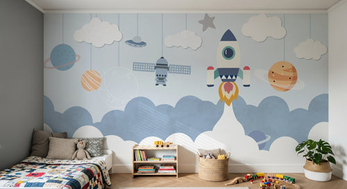 Design C0672 — Papier peint Espace Planètes Enfant — Novomur