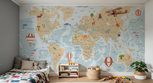 Design C0815 — Papier peint Carte du Monde Enfant — Novomur
