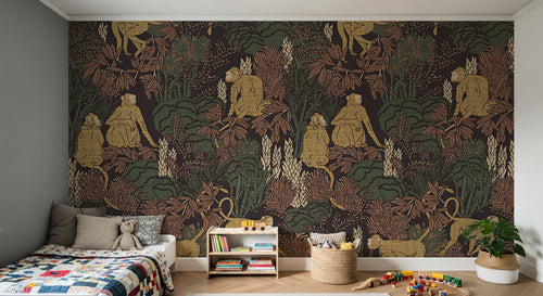 Design D0145 — Papier peint Jungle Enfant Tigre & Singes — motif grand — Novomur