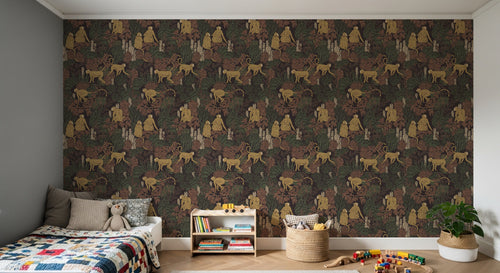 Design D0145 — Papier peint Jungle Enfant Tigre & Singes — motif petit — Novomur