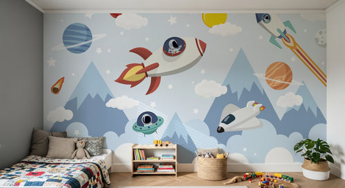 Design D0412 — Papier peint Espace Planètes Enfant — Novomur