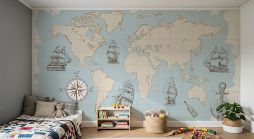 Design E0273 — Papier peint Carte du Monde Enfant — Novomur
